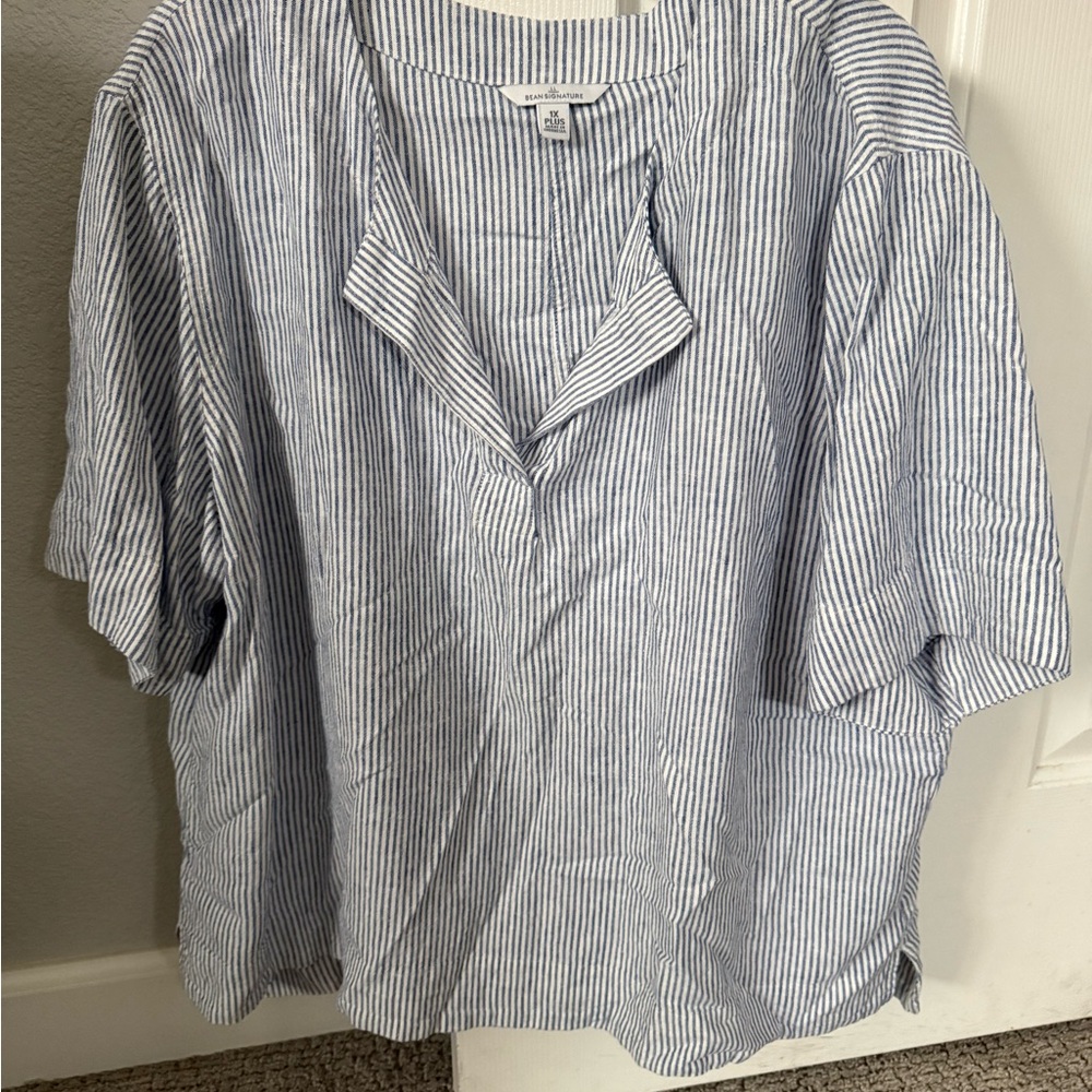 L.L. Bean Blue and White Striped Top